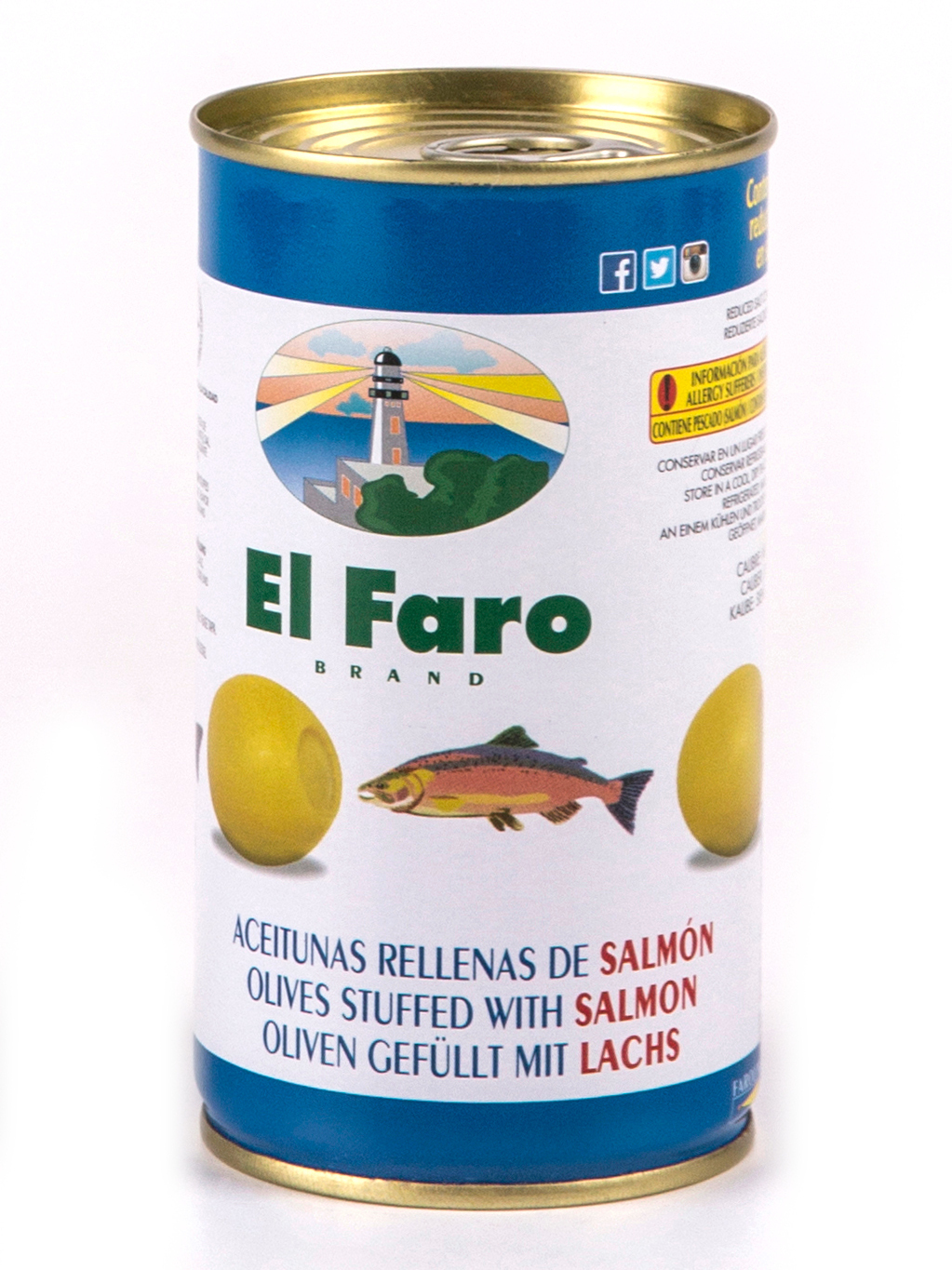 Испанские оливки, фаршированные лососем 350г, EL FARO — купить в ...