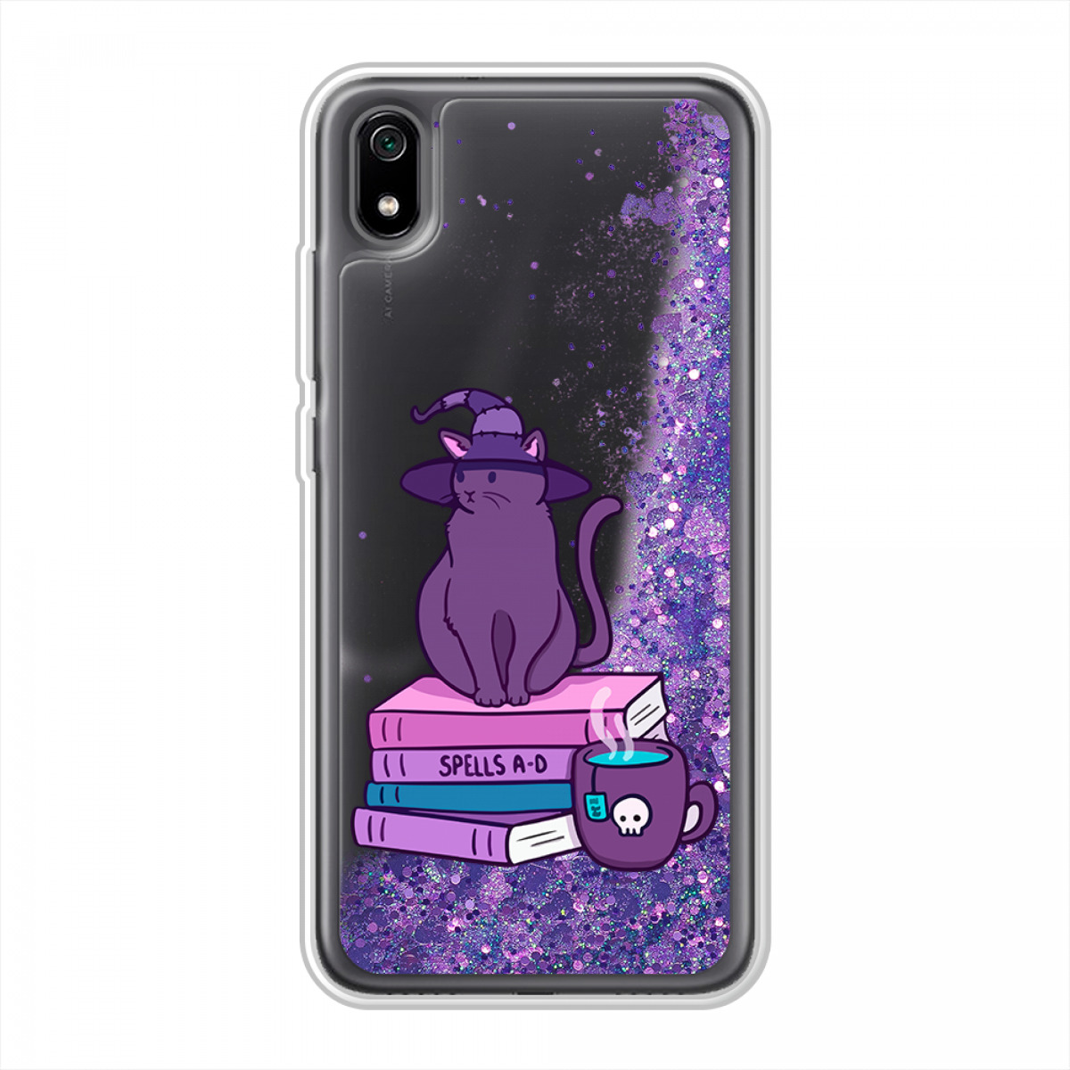 Жидкий чехол с блестками на Xiaomi Redmi 7A / Сяоми Редми 7A Magic Cat