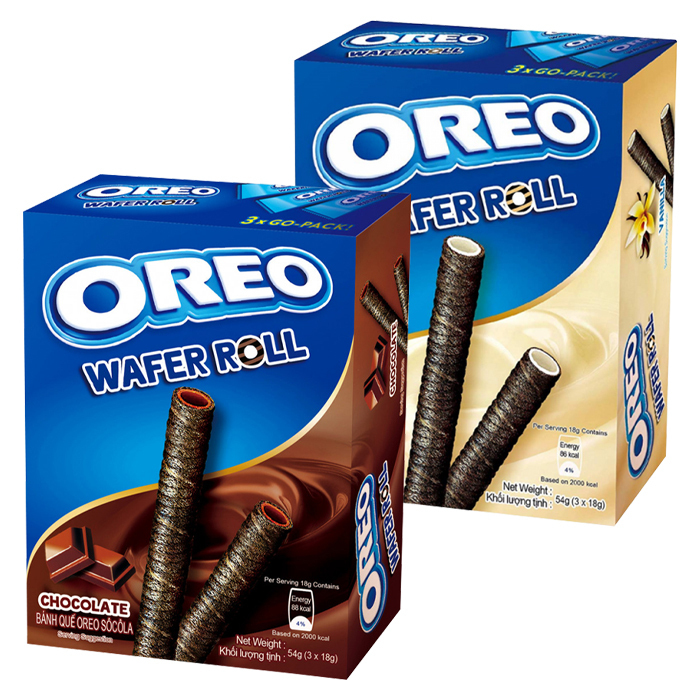 Шоколадные трубочки OREO Wafer Roll - набор 2 вкуса (шоколад, ваниль) (Индонезия