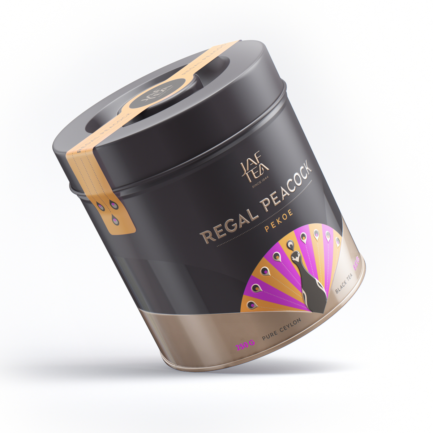 Чай цейлонский JAF TEA "Regal Peacock" чёрный, сорт Pekoe, 250 г., ж/б