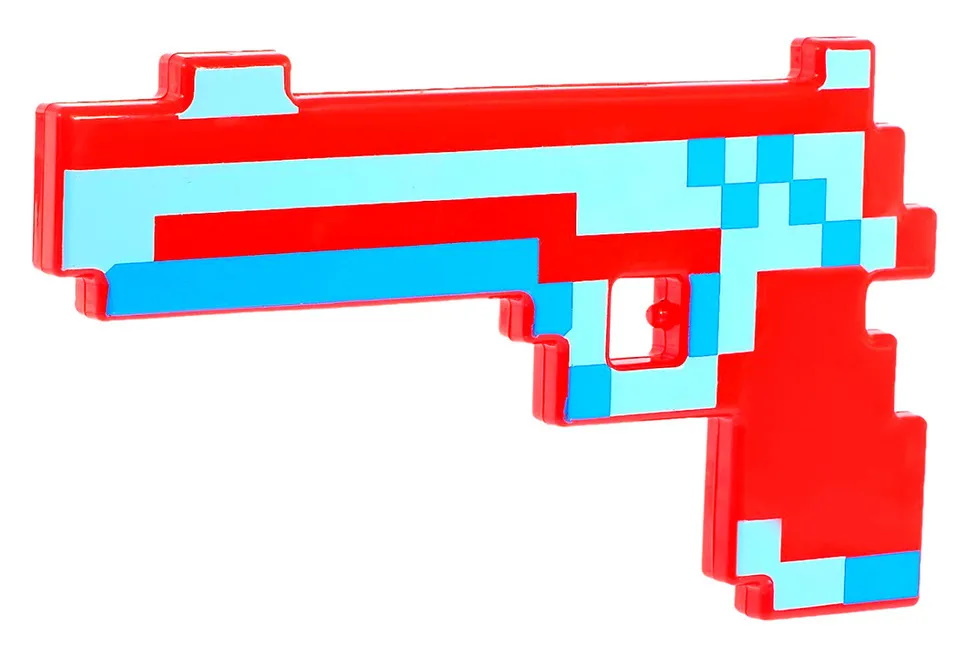 Пистолет пиксельный в стиле Майнкрафт (Minecraft). Светящийся, звуковые ...