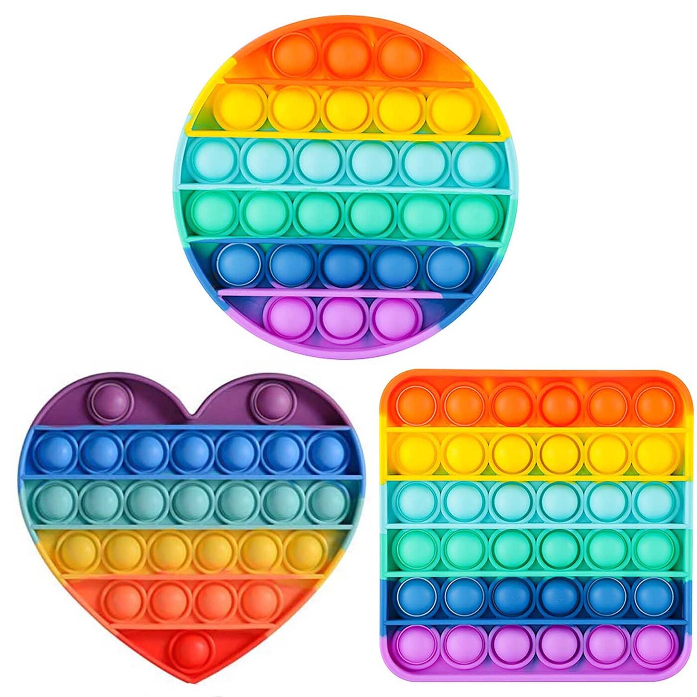 Набор: 3 pop it antistress квадрат/ круг/ сердце/ поп ит антистресс ...