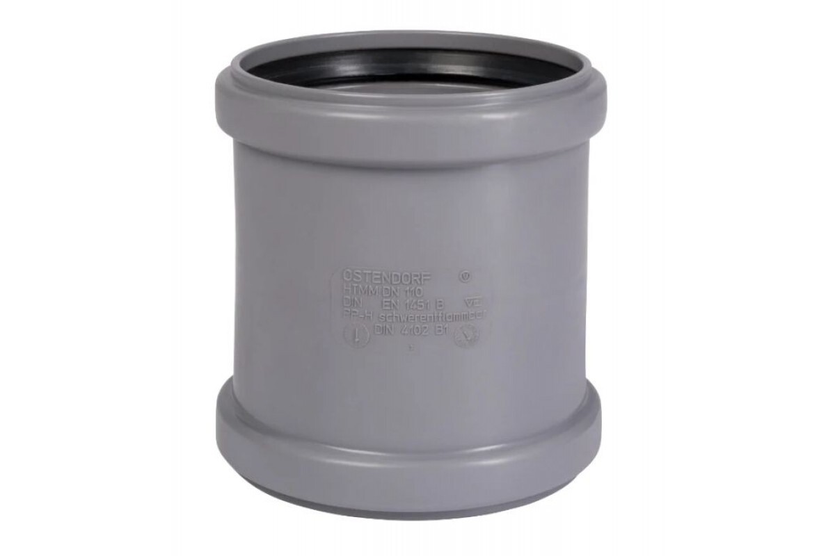 Муфта двойная (с упором) ПП 110 мм, серая, Ostendorf HT 115510 lnd ...