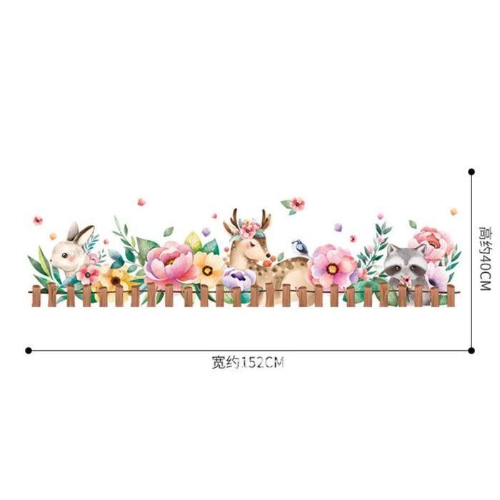 Наклейка интерьерная "Лесные зверушки в цветах" 60*90 см