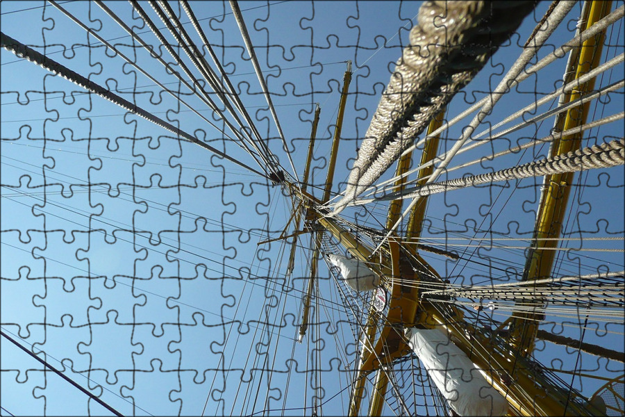 Магнитный пазл 27x18см."Парусники, судно, веревки" на холодильник - купить с дос