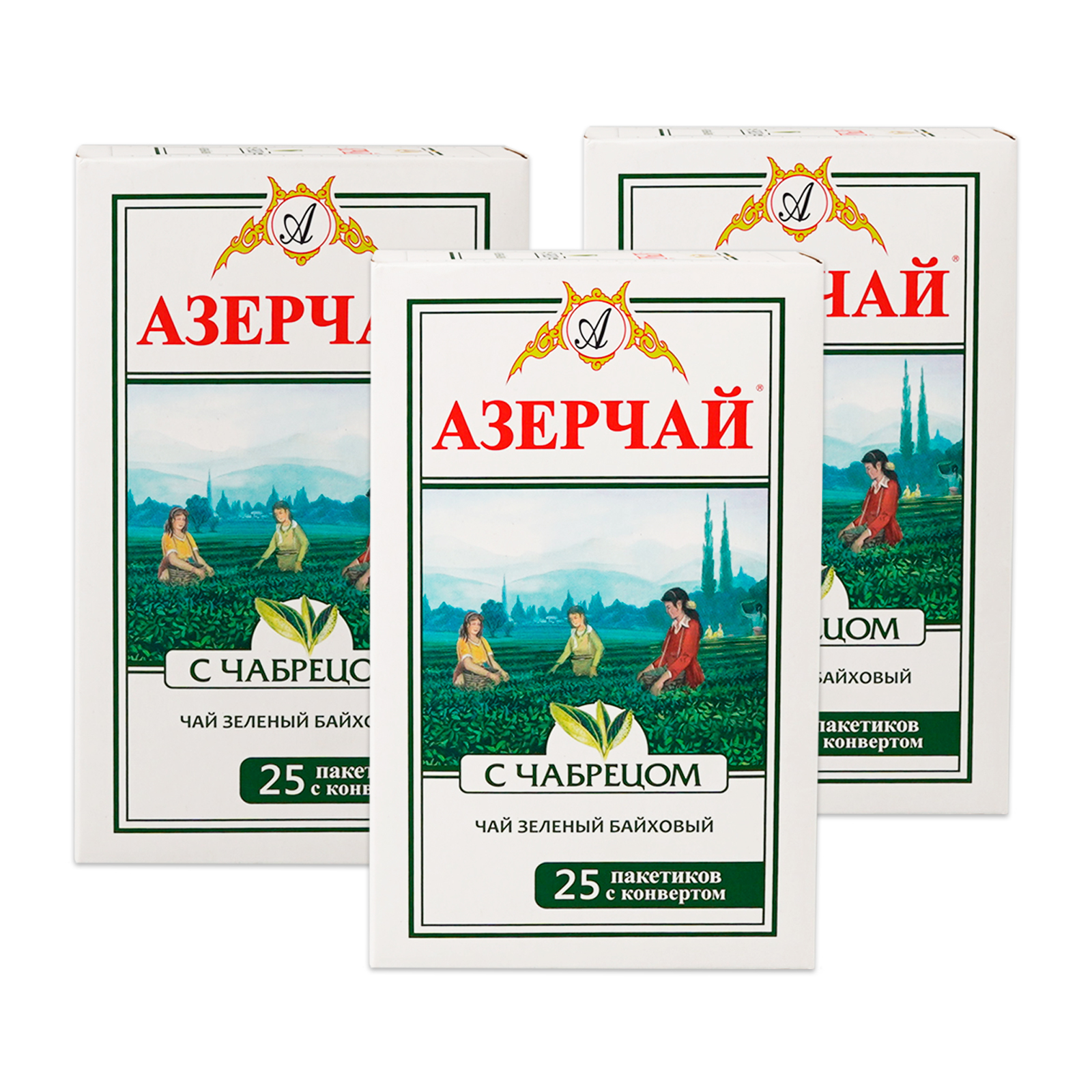 Зеленый чай в пакетиках Азерчай байховый чай с чабрецом азербайджанский ...
