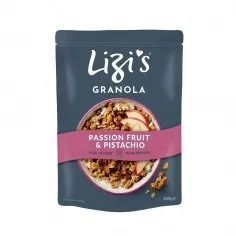 Lizi's Гранола Passion Fruit Pistachio Granola с маракуйей и фисташками, с высоким содержанием клетчатки, подходит для веганов, Великобритания, 400 г