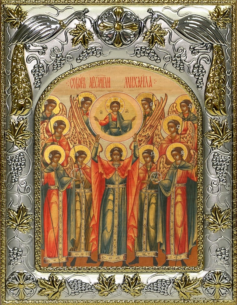 Икона Собор Архистратига Михаила, объемная печать на дереве 13х16 см - купить по