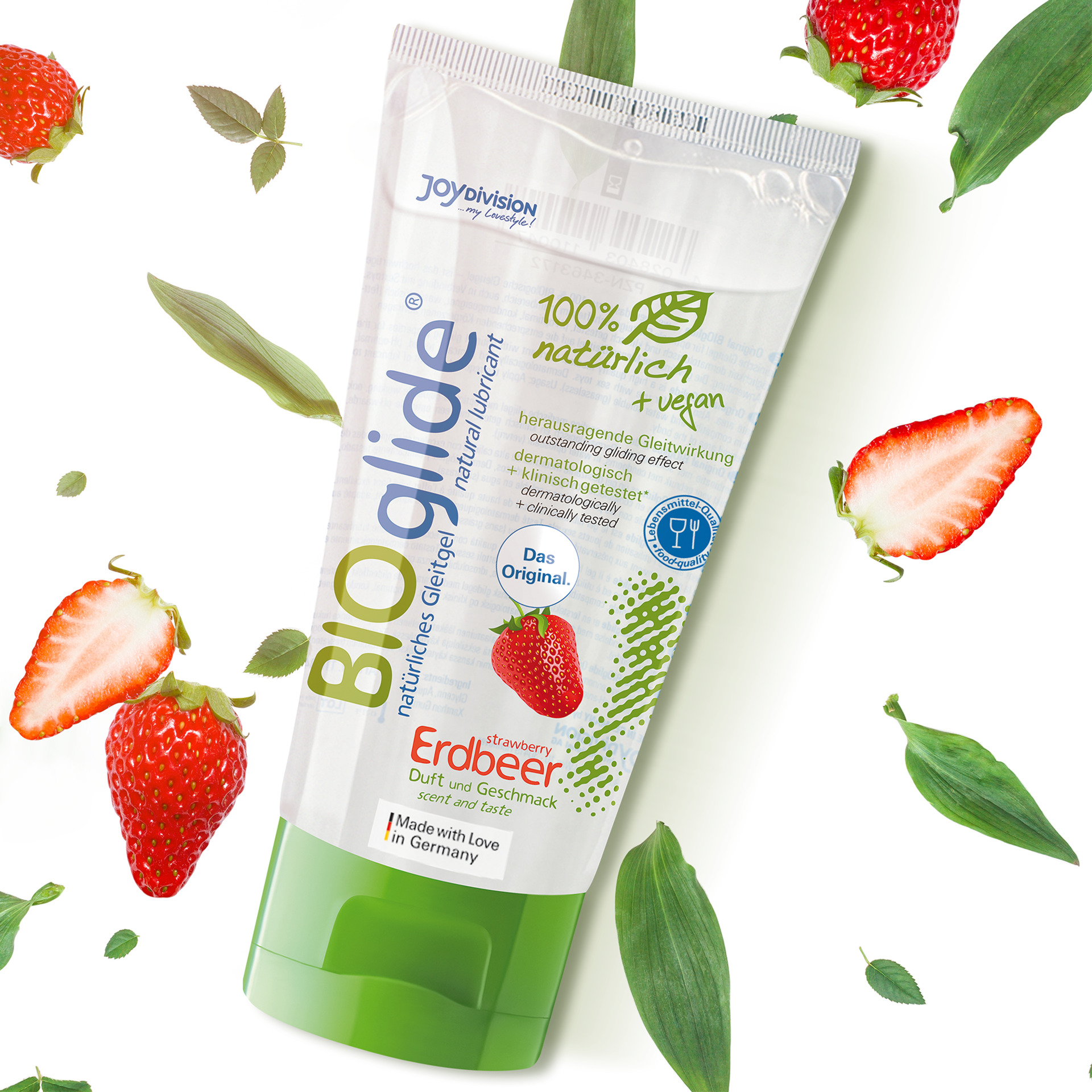 Полностью натуральный интимный гель со вкусом клубники BIOglide Strawberry 80 мл