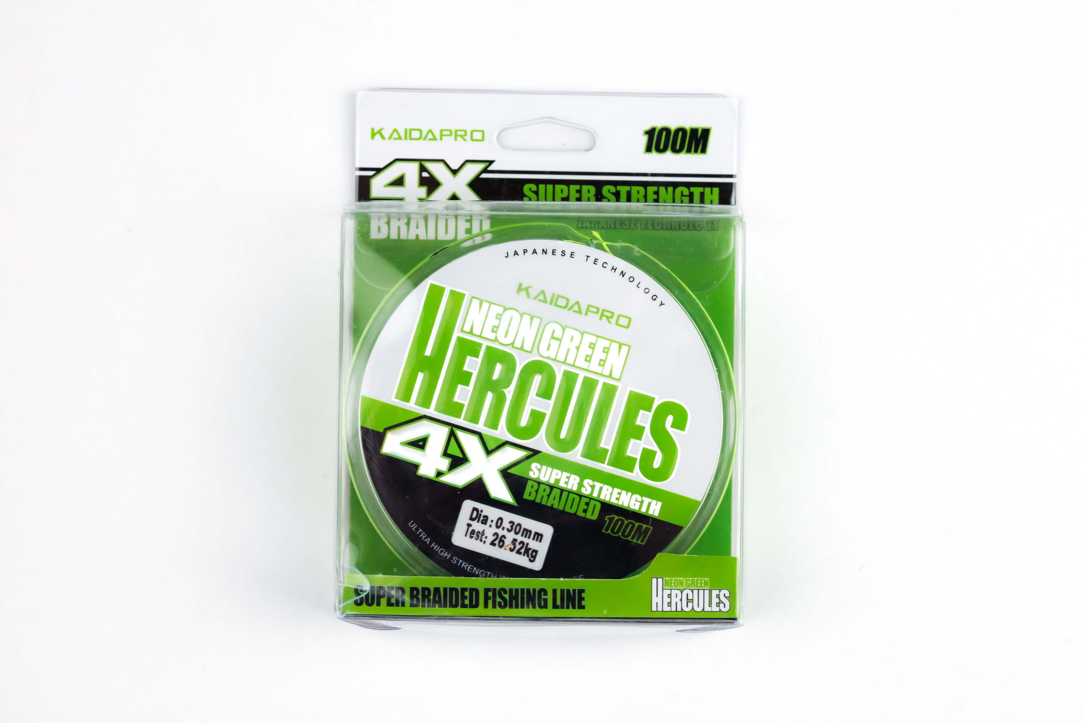 KAIDA Плетеный шнур HERCULES 4X neon green PX401-30 100м 0,30мм плетенка кайда