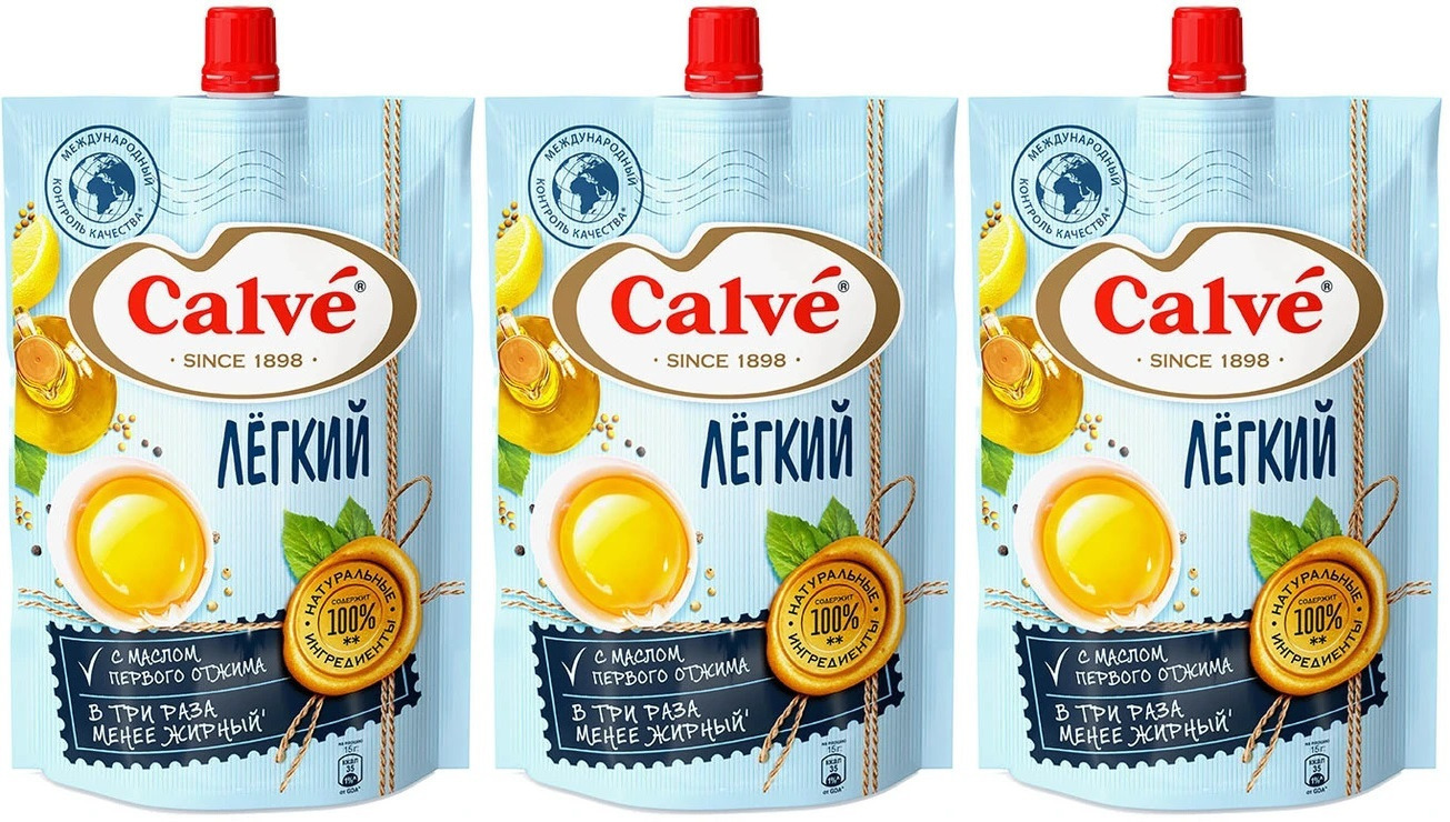 Calve, соус майонезный Легкий,3 шт по  400 г