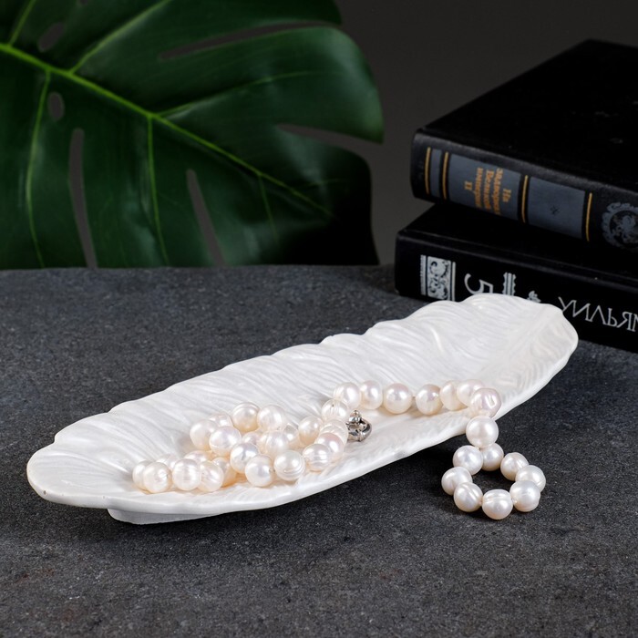 Подставка для мелочей "Перо" перламутр, 22*8*3см