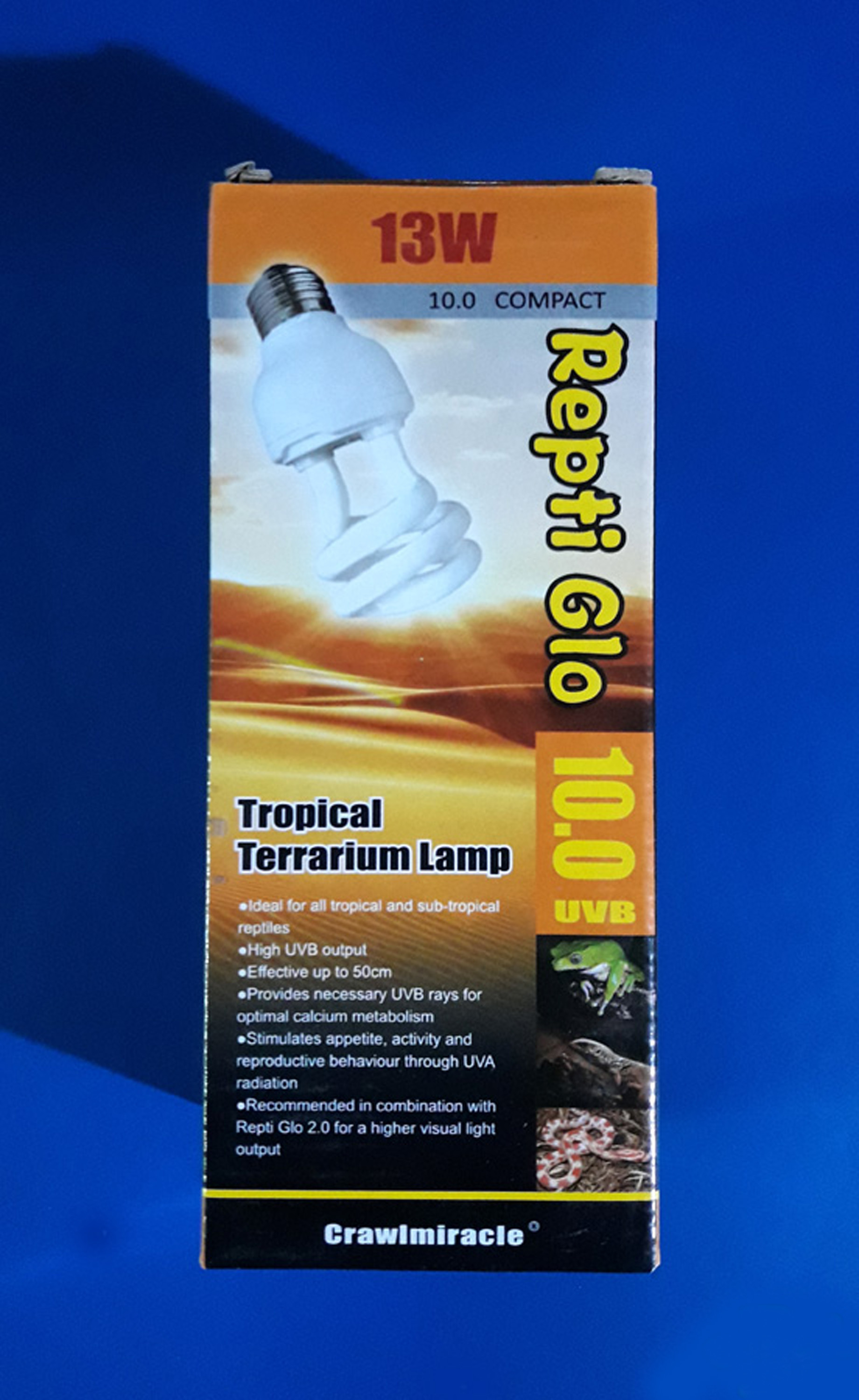 CrawlMiracle Repti Glo Terrarium Lamp UVB 10.0 Compact 13W - уф лампа для рептилий (цоколь Е27).