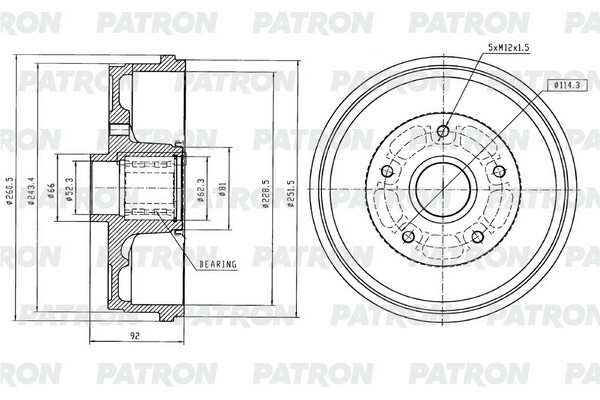 PDR1014 Барабан тормозной PATRON