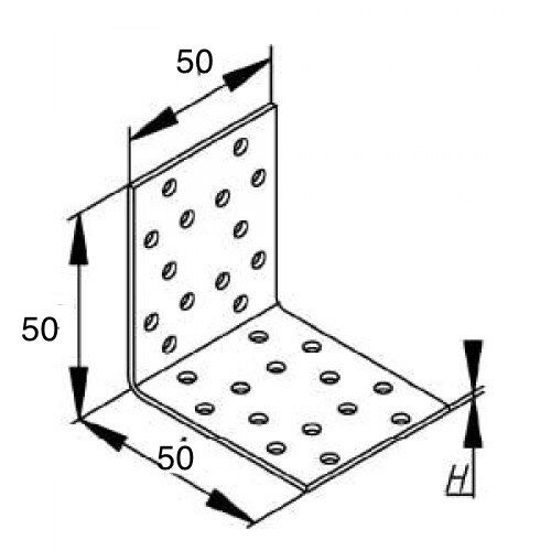 Уголок перфорированный крепежный 50 мм x 50 мм 50 шт.