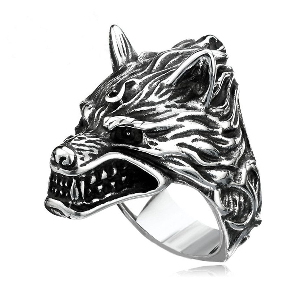 Перстень-печатка мужская серебро волк
