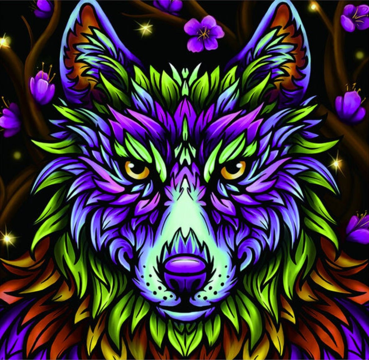 Алмазная мозаика Радужный волк