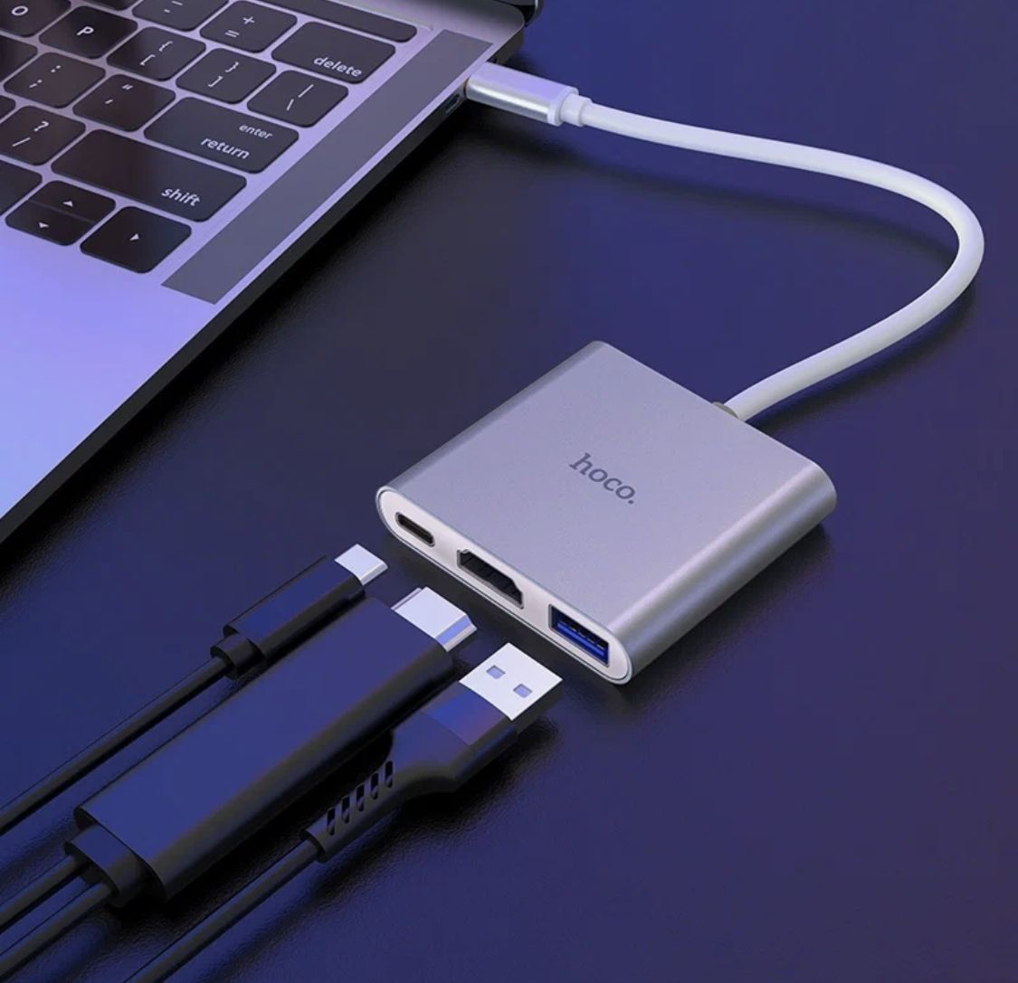 Use type c. Hb14 easy use Type-c Adapter(Type-c to USB3.0+HDMI+PD) - Silver. Hoco Type-c hb14. Adapter Type c iphone Hoco. USB Hub Hoco HB-14.