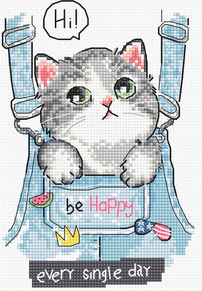 НабордлявышиванияLetiStitch"BeHappy!"10x15см,КошкиЖивотные