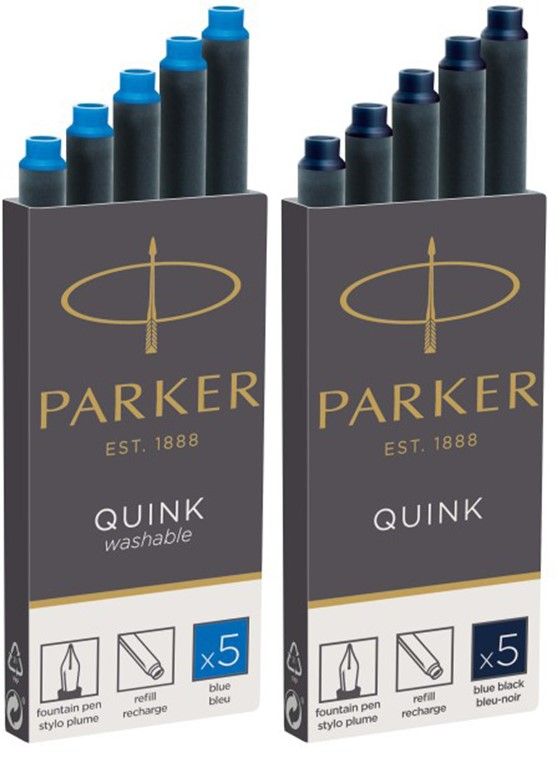 Картриджи Parker Quink Standard темно-синие чернила + Quink Standard смываемые синие чернила