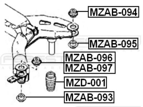 410 95 28860 39. Сайлентблок заднего амортизатора Мазда 6 gg. Mzab134. FEBEST adab001. MZAB-062.