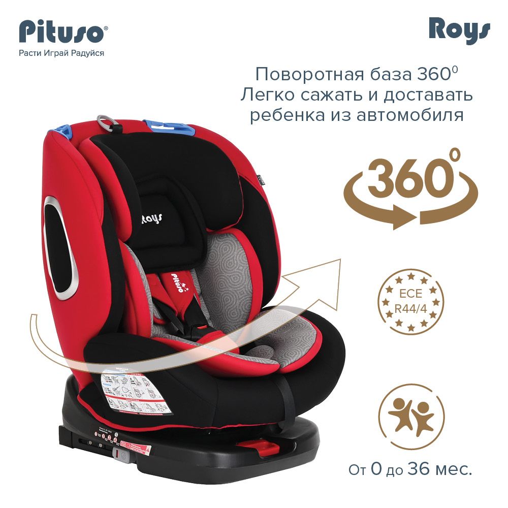 Автокресло детское поворотное на 360 градусов 0/1/2/3, 0-36кг Pituso Roys Isofix