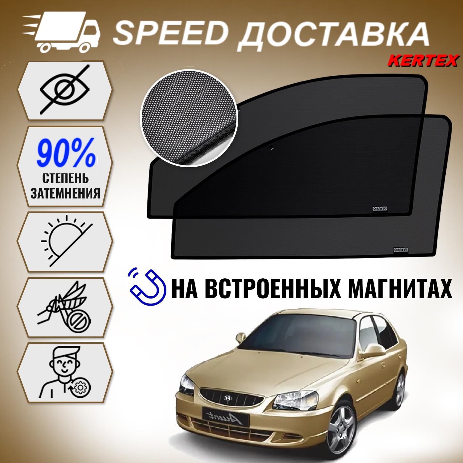 Шторка солнцезащитная KERTEX Hyundai Accent (60х - купить по доступным  ценам в интернет-магазине OZON (399736139)