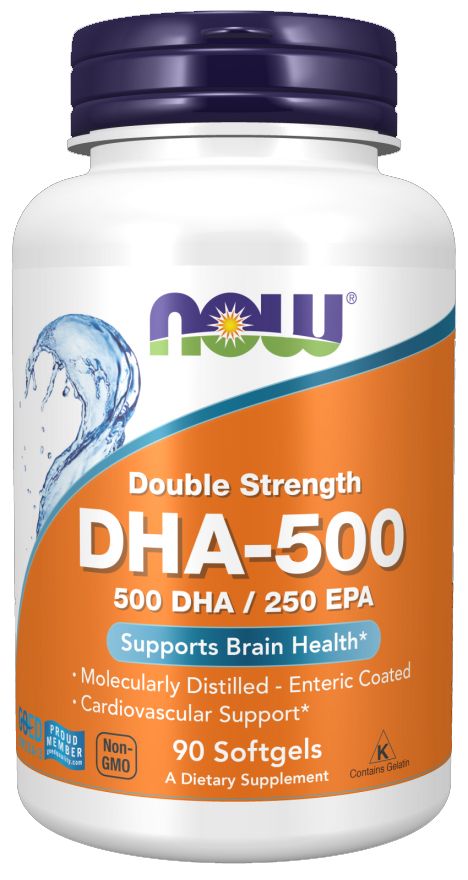 Омега 3 ДГК DHA 500 NOW, Fish Oil Omega-3, 90 гелевых капсул