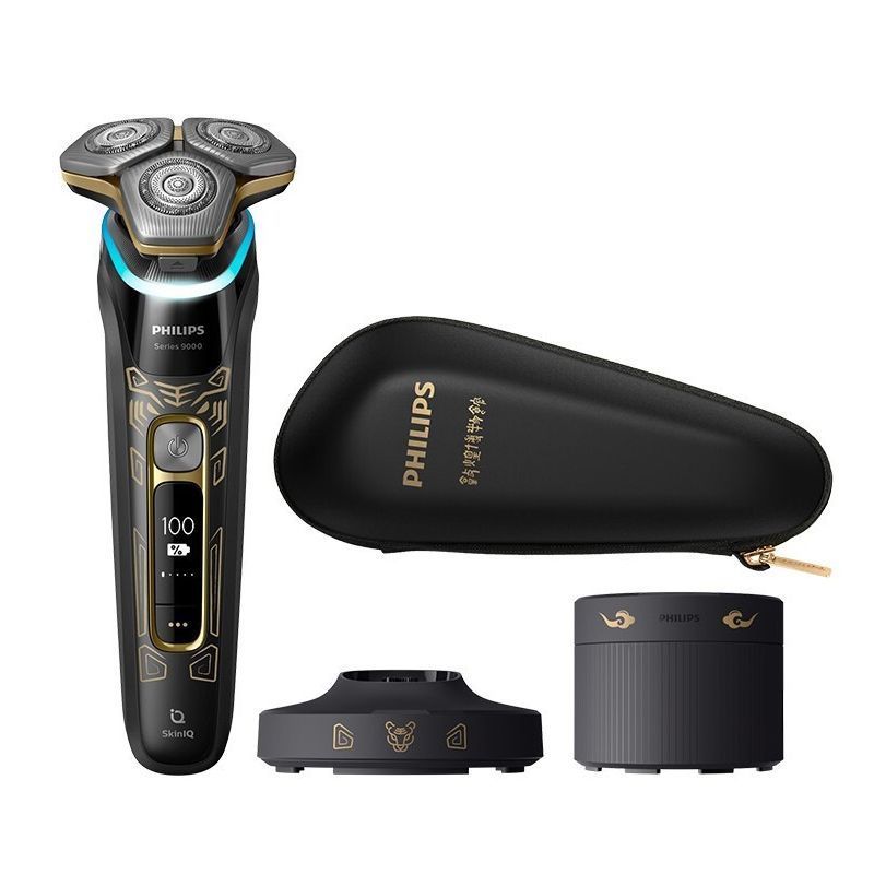 PhilipsЭлектробритваPhilipsS9966SkinIQ9000SeriesБеспроводнаязарядка,влажноеисухоебритье,электробритвамужскаяphilips,,золотой,черный