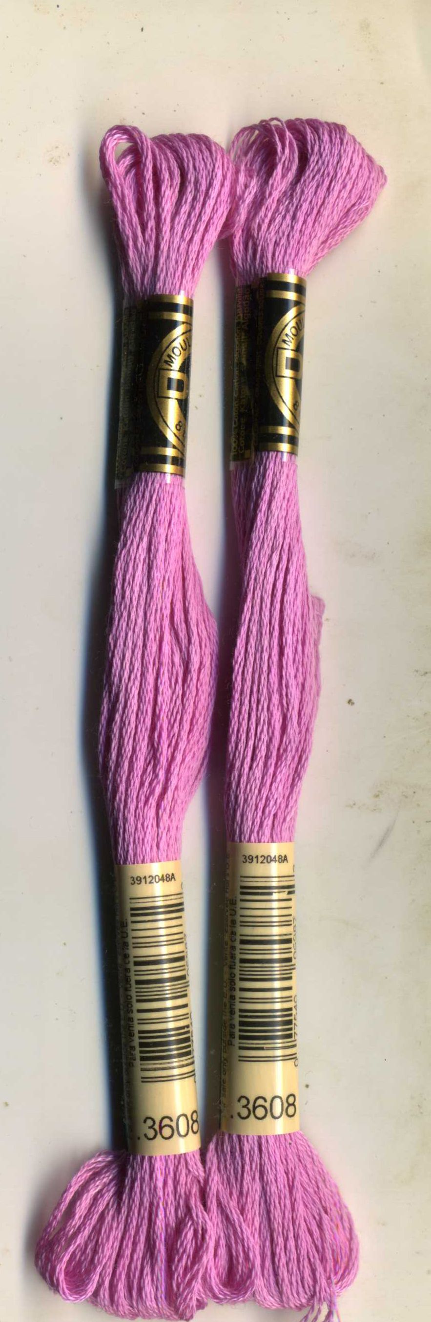 Мулине DMC (Франция), артикул 117, 100% хлопок, цвет 3608 Светлая слива, комплект из 2 шт.