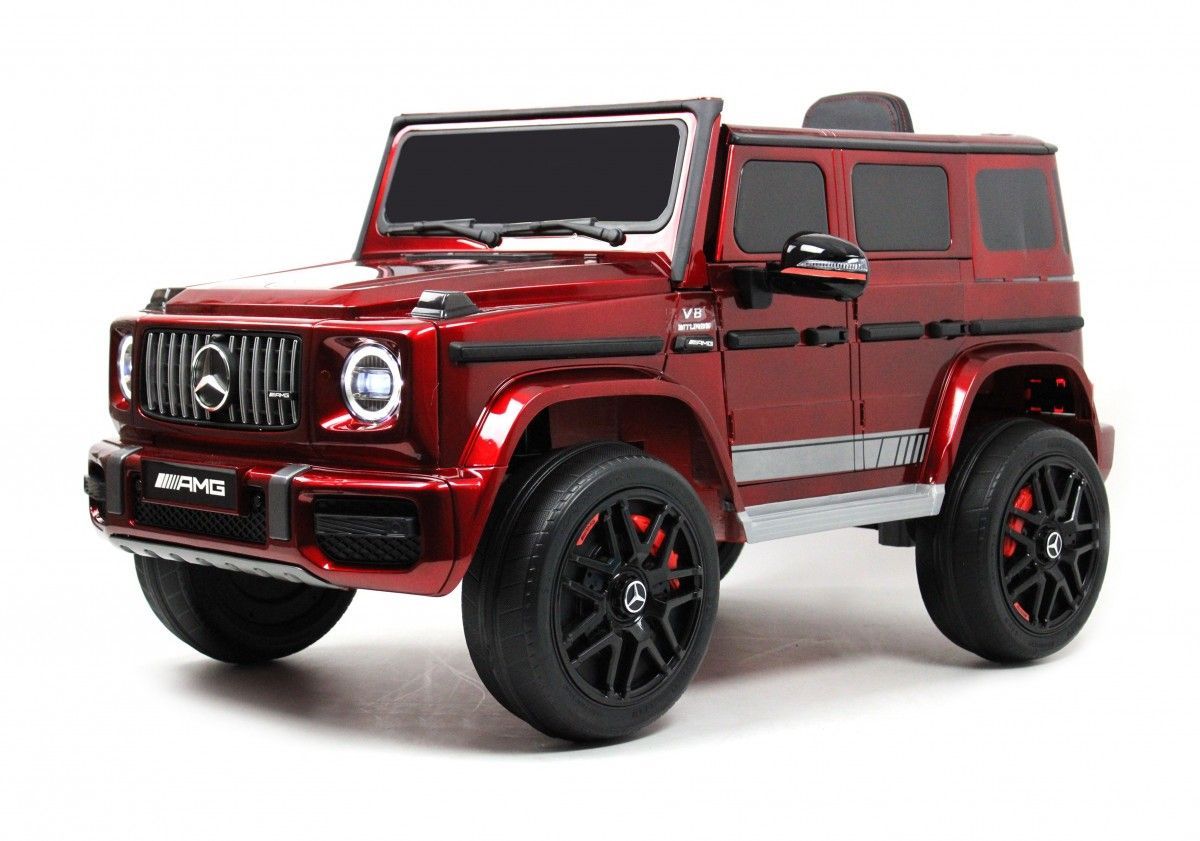 Детский электромобиль RIVERTOYS Mercedes-Benz AMG G63 4WD K999KK вишневый  глянец, электромобиль для улицы и дома, с пультом, полноприводный