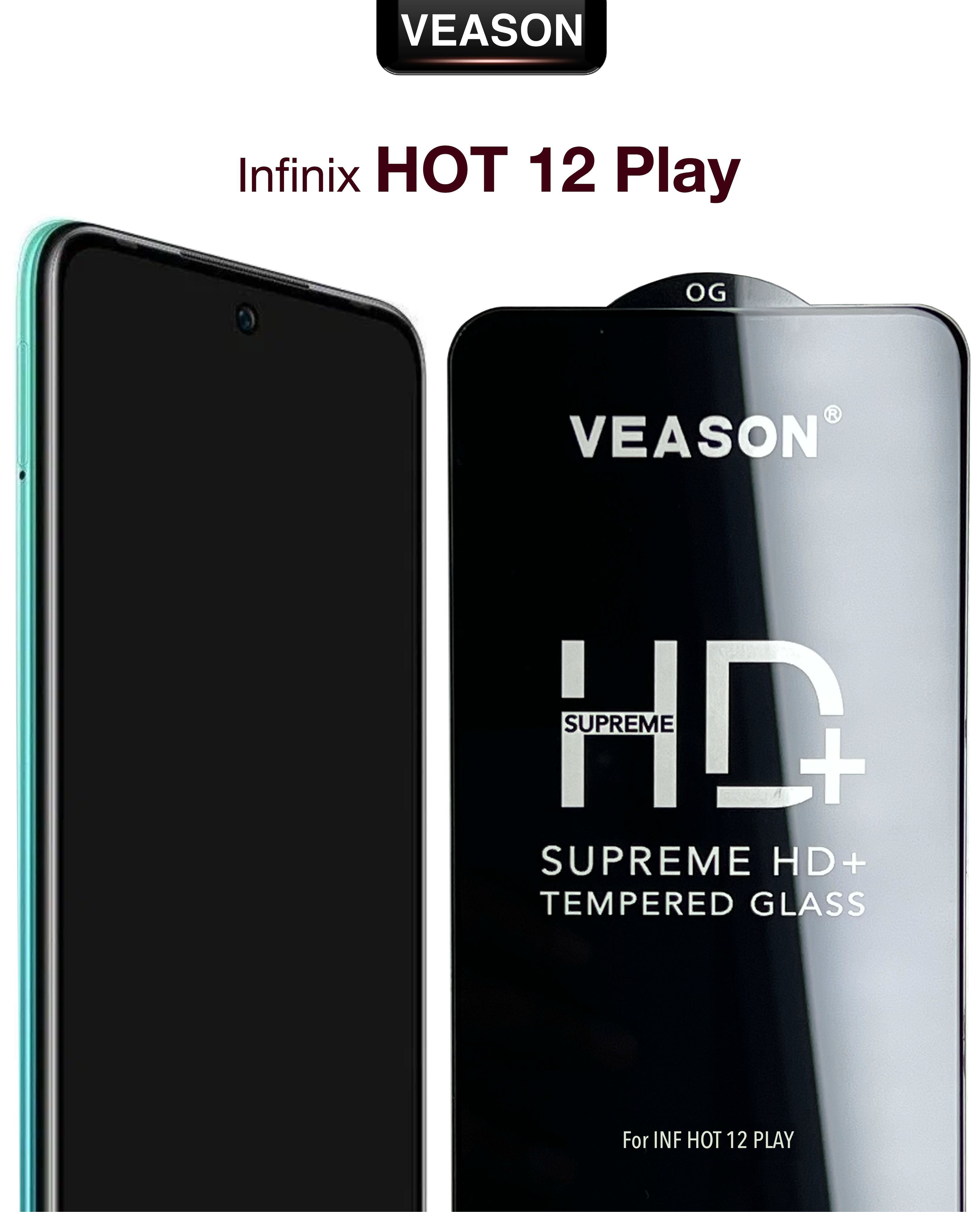 Защитное стекло VEASON для Infinix Hot 12 Play / 6.82 дюйма  (противоударное, прозрачное, глянцевое защитное стекло с олеофобным  покрытием и качественным клеевым слоем на инфиникс хот 12 плэй) - купить с  доставкой