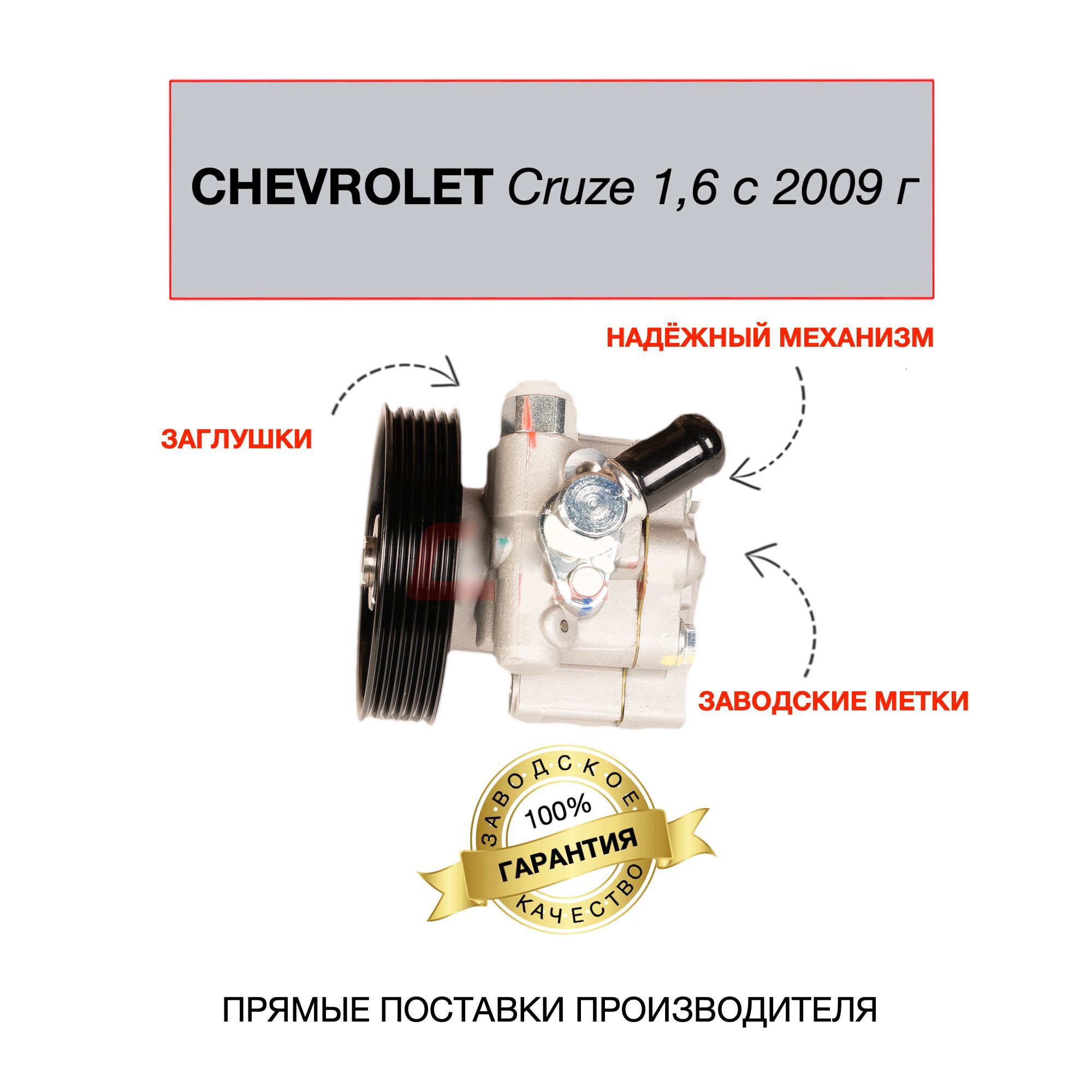 Насос гидроусилителя Chevrolet Cruze 1.6л с 2009г (шкив 6 ручьев)