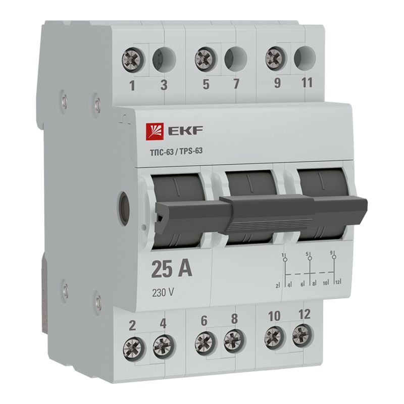 Трехпозиционный переключатель ТПС-63 3P 25А PROXIMA EKF - 1 шт