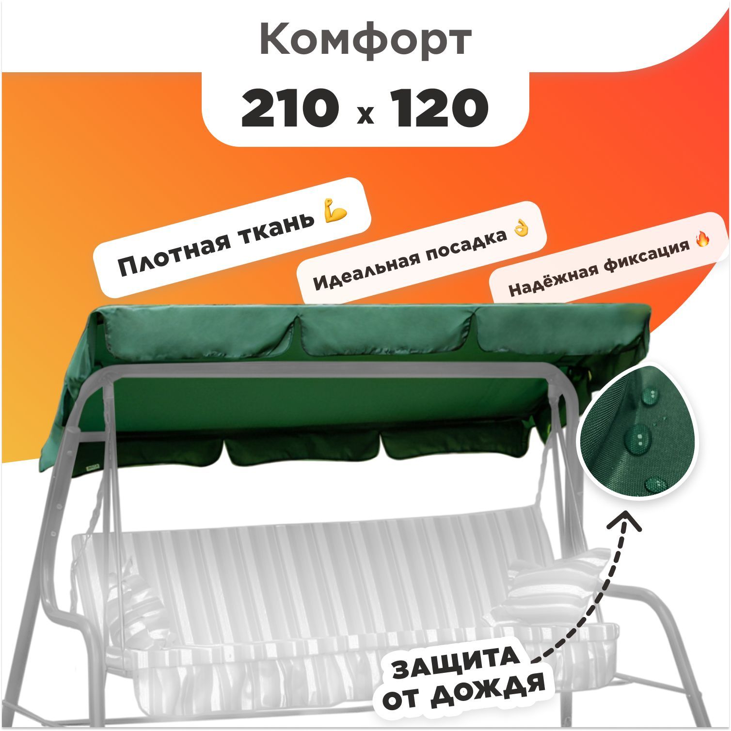 ТентдлясадовыхкачелейКомфорт210х120см