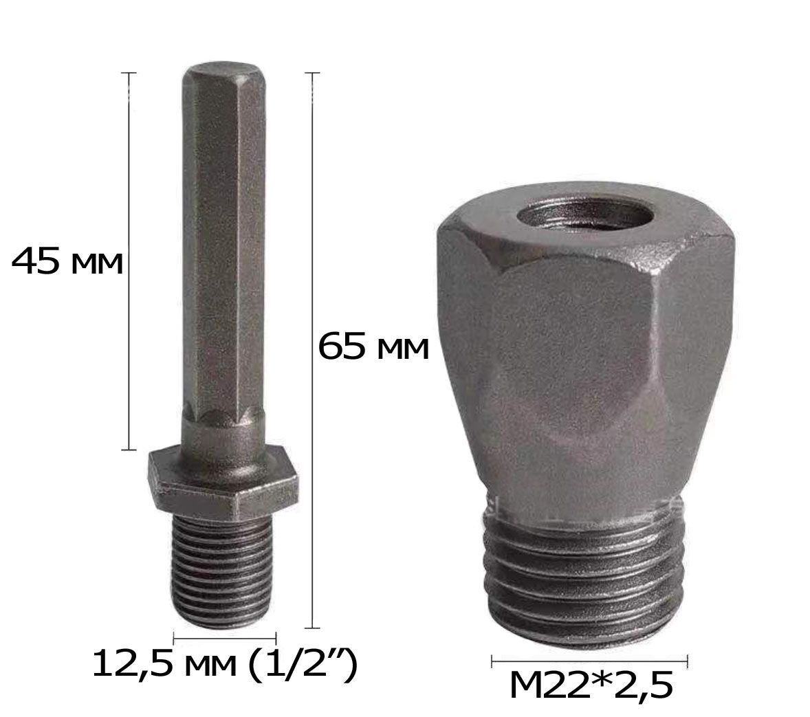 АдаптердлядляалмазнойкоронкиM22*2.5поддрель(подпатрон)6-тигранныйхвостовик