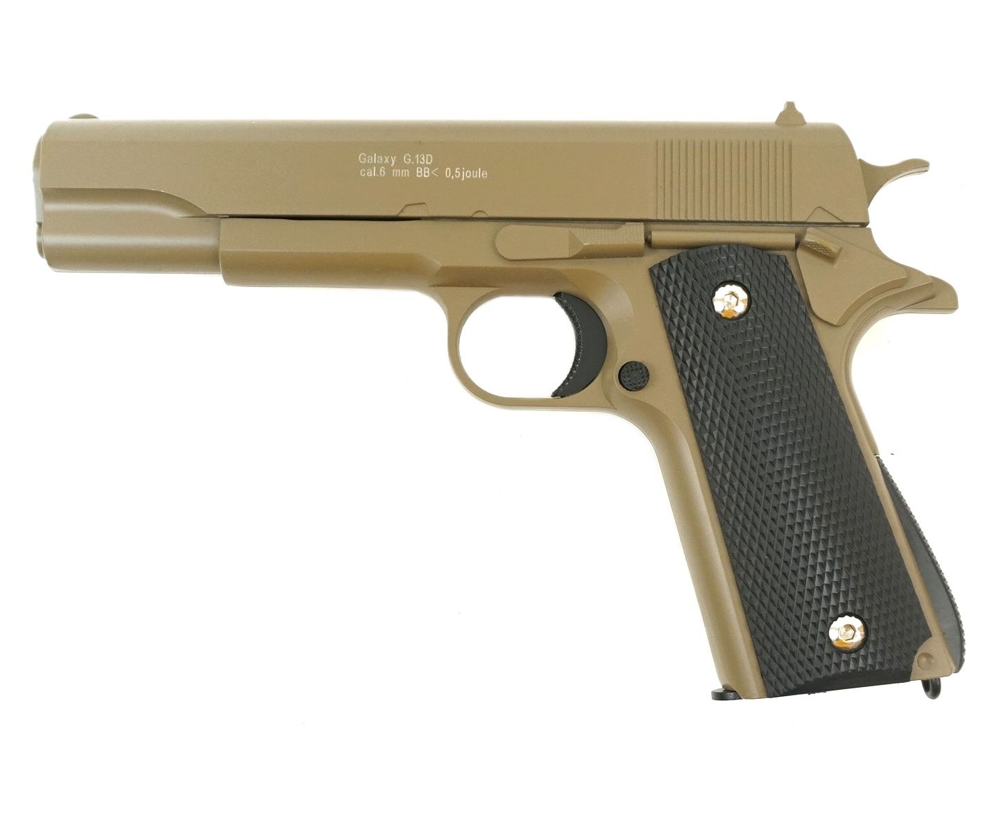 Страйкбольный пистолет Galaxy G.13D (Colt 1911) песочный