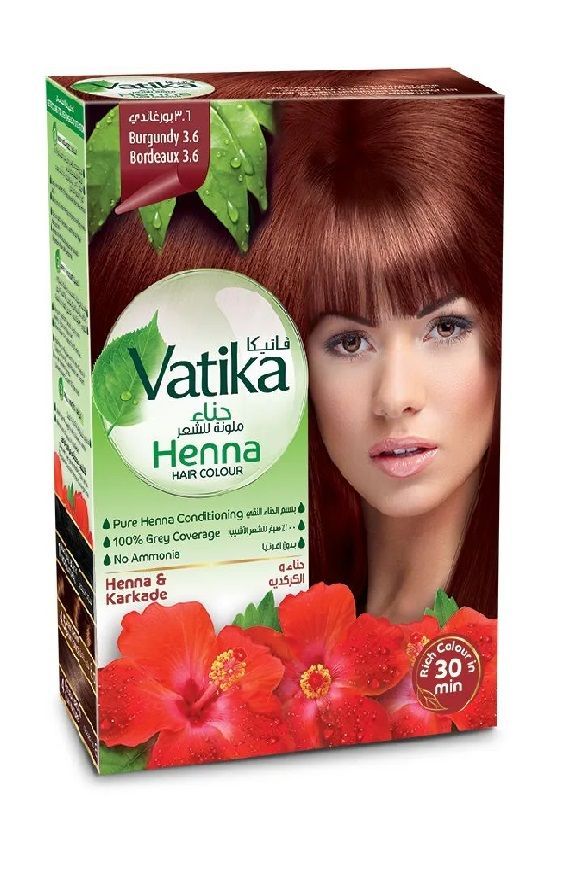 Dabur Vatika Натуральная краска для волос с хной Henna Natural Бургунди 6x10 г