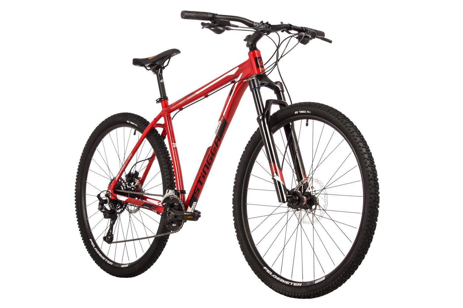 ВелосипедвзрослыйгорныйSTINGER29"GRAPHITECOMPскоростнойхардтейлнарост180-190см,18скоростей,алюминиеваярама20",красный