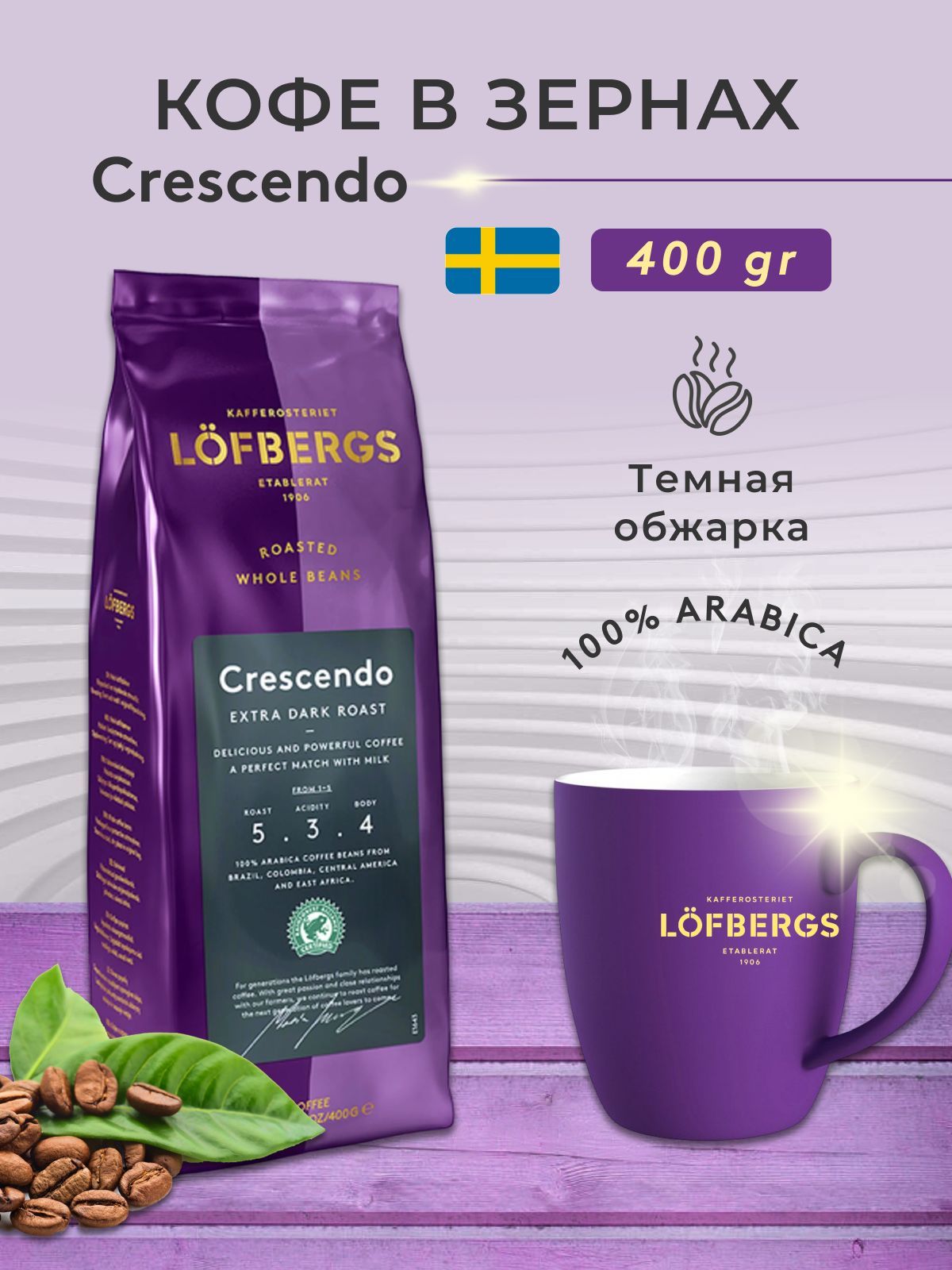 Кофе в зернах Lofbergs Crescendo Hella, 400 г