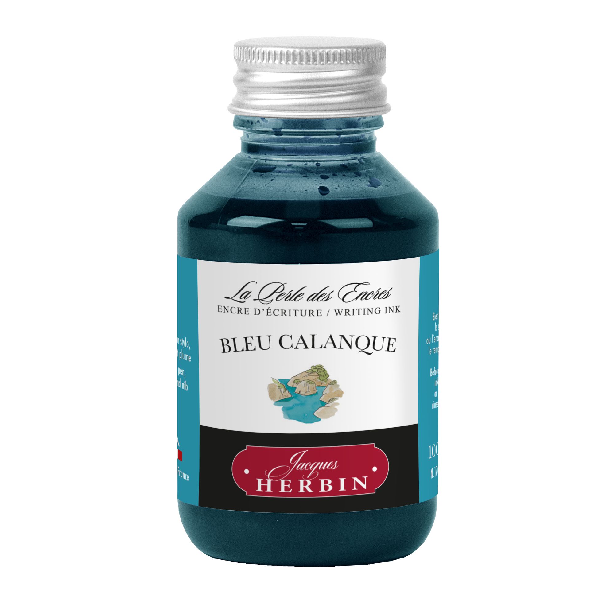 Чернила в банке Herbin, 100 мл, Bleu calanque Голубая бухта