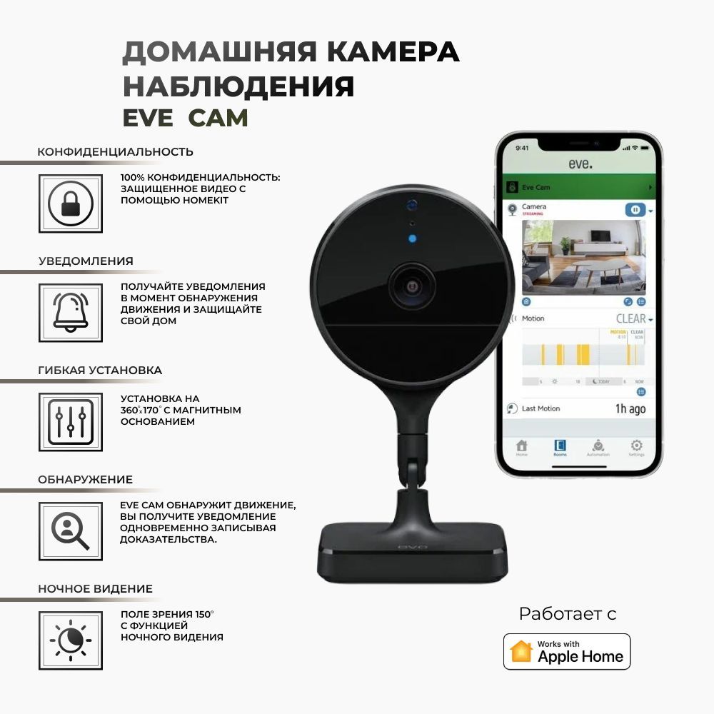 Камера видеонаблюдения EVE Cam - купить по низким ценам в интернет-магазине  OZON (791594977)