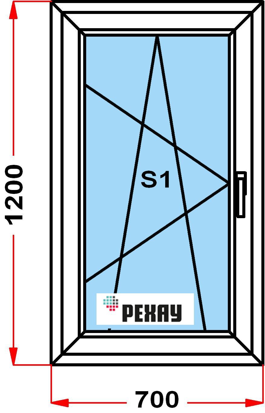 Окнопластиковое,профильРЕХАУBLITZ(1200x700),споворотно-откиднойстворкой,стеклопакетиз2хстекол,левоеоткрывание