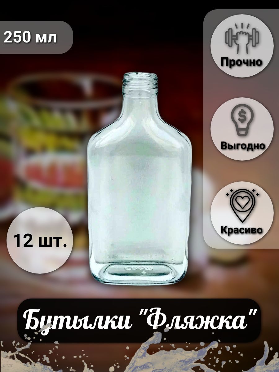 Бутылки "Фляжки" 0.25л 12 шт...