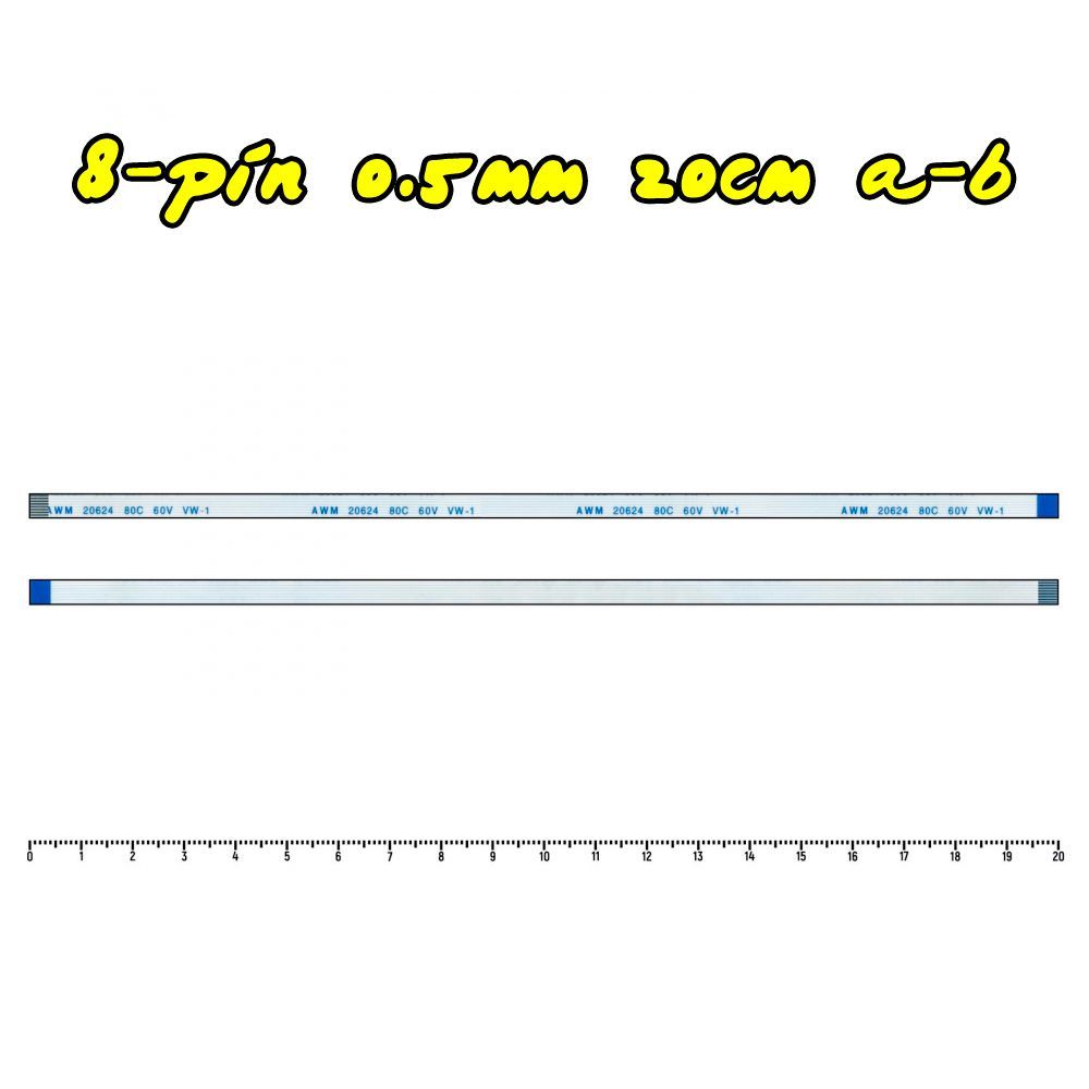 ШлейфFFC8-pinШаг0.5mmДлина20cmТипA-B(обратный)AWM2062480C60VVW-1