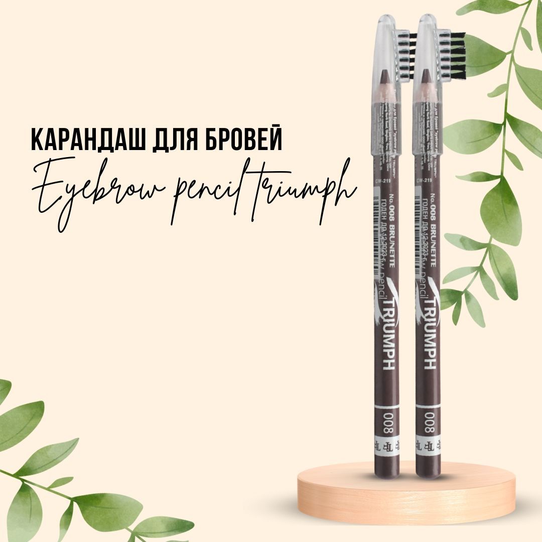 TF Карандаш для бровей "Eyebrow pencil TRIUMF", тон 008 "Брюнет", 2 шт