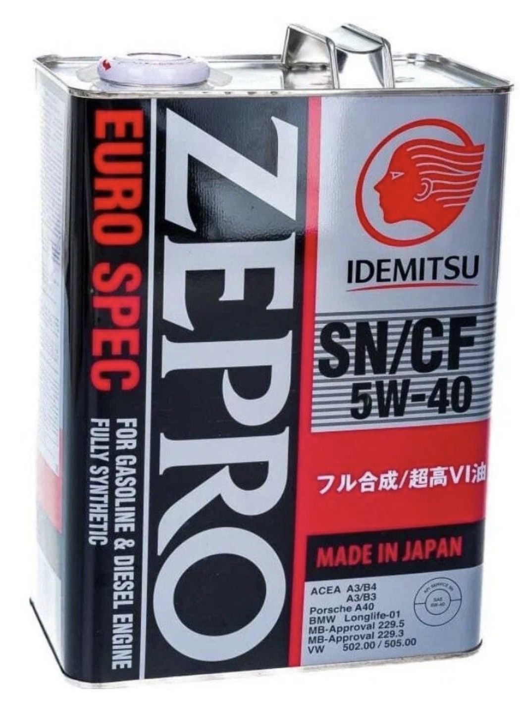 Idemitsu zepro. Масло моторное Zepro Euro spec SN/CF 5w-40 4 л Idemitsu 1849004. SN CF 5w40 Idemitsu 1л металл. Idemitsu Zepro 5w40 красное. Idemitsu Zepro Racing SN 5w-40 20литров.