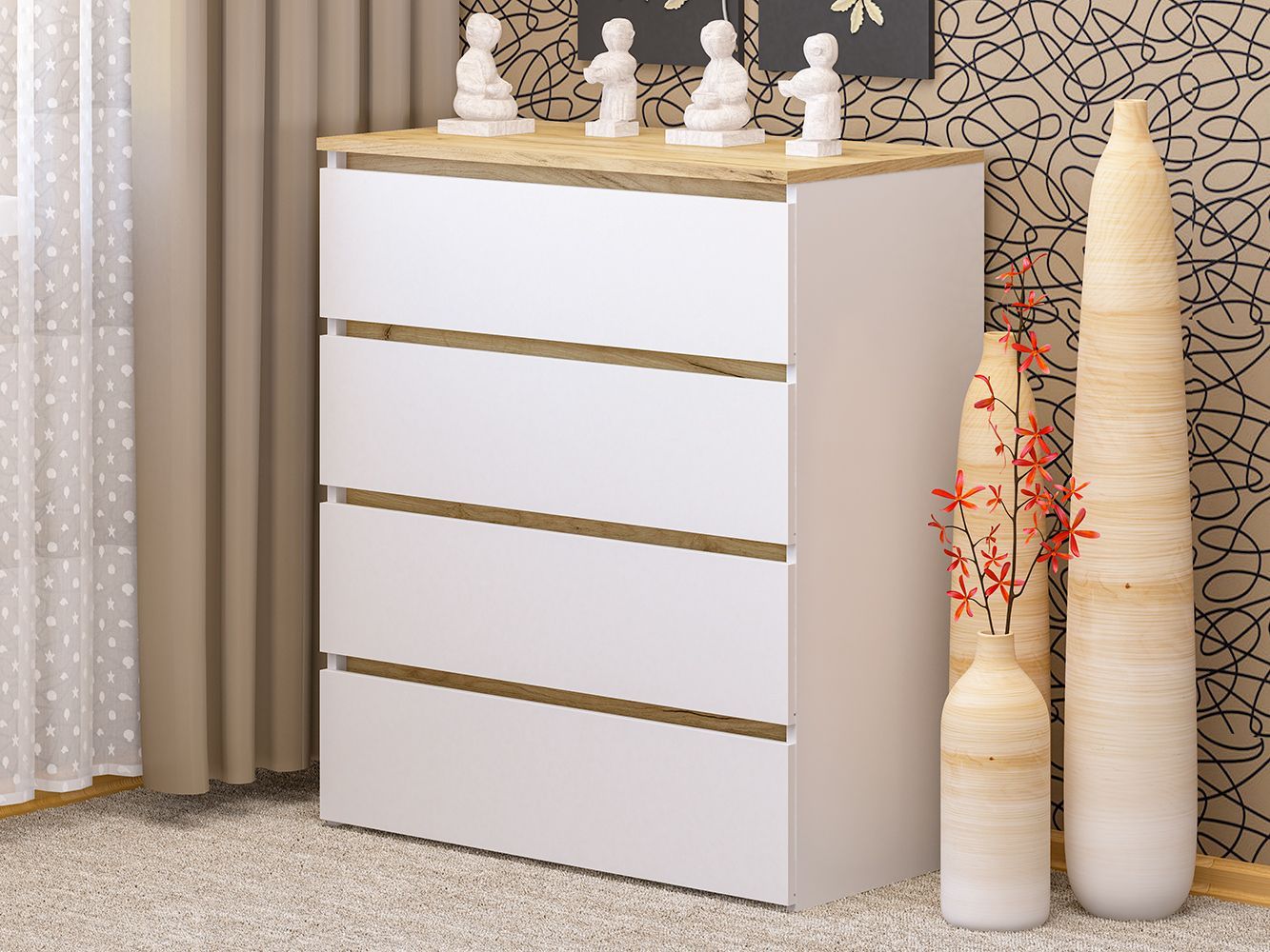 Комод-24 белый/золотой