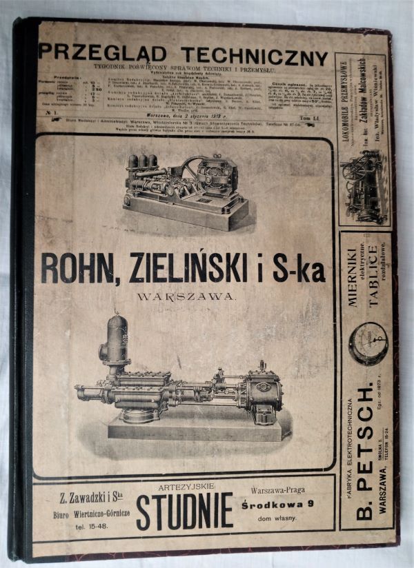 "PRZEGLAD TECHNICZNY" / Конволют журнала "Технический обзор", 1913 год изд. (подшивка из 14 журналов)