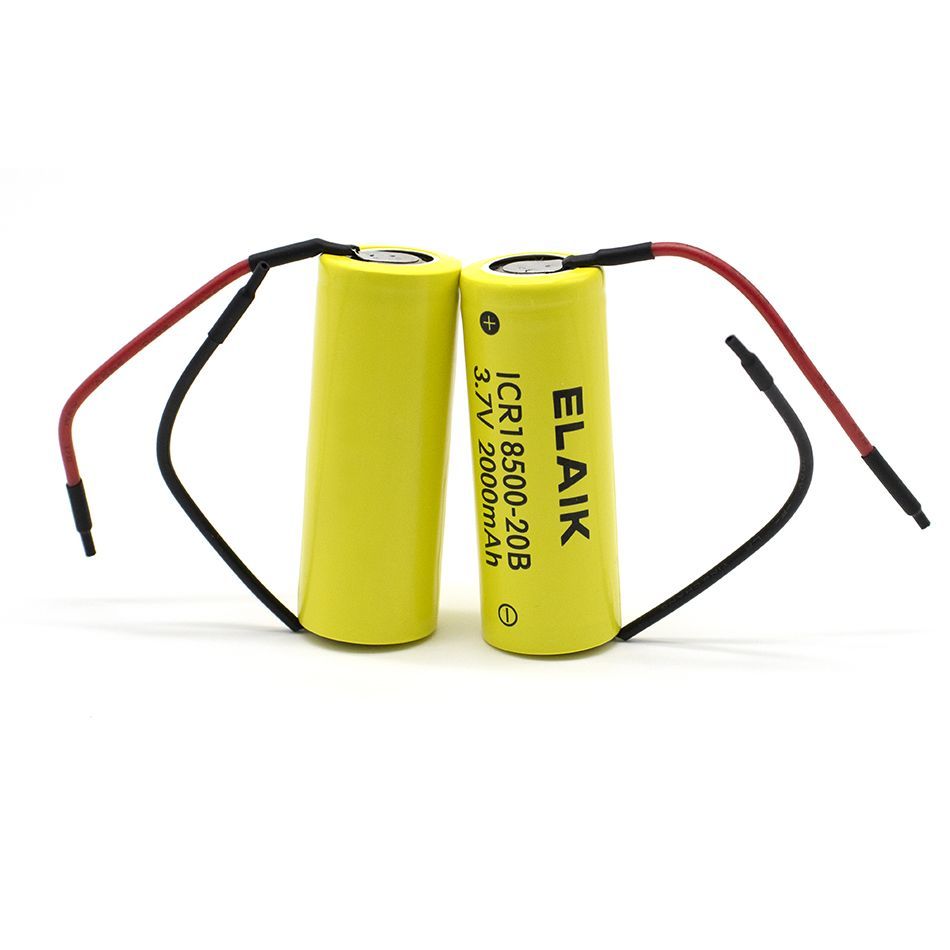 АккумуляторICR18500Li-ion20B,3.7V,2000mAh,2шт+DIYСиликоновыйкабель